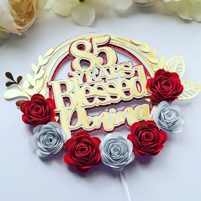 Personalized Layer 3D Red and White Cake Topper