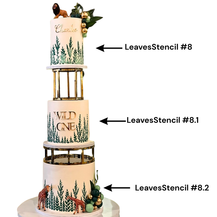 Leaves and Floral Cake Stencil #8