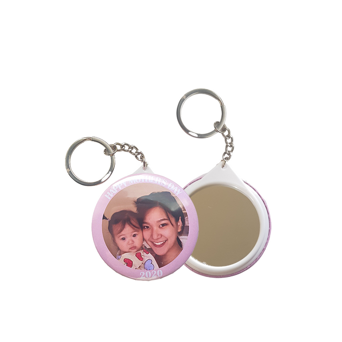 Personalized Button Mirror Keychain