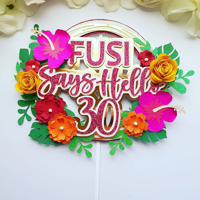 Personalized Layer 3D  Tropical Cake Topper